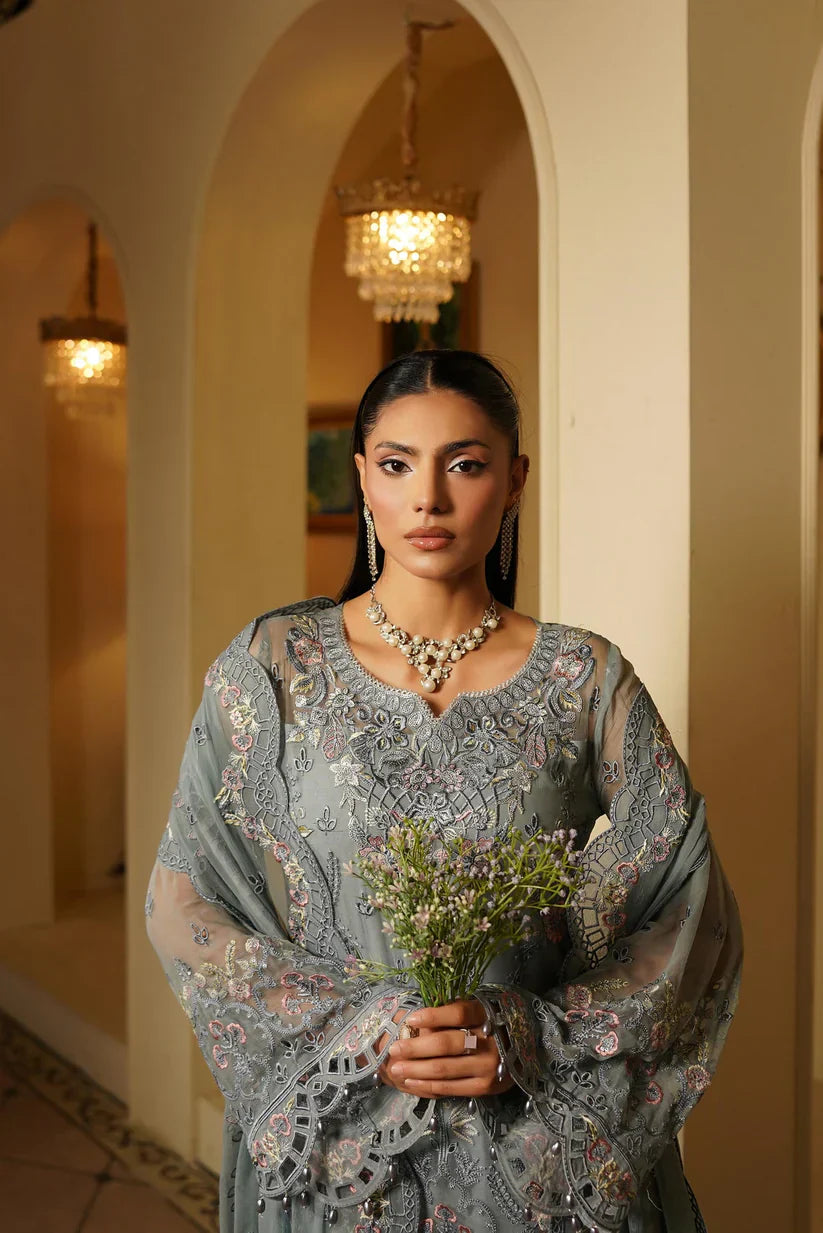 03-Piece Chiffon Suit With Embroidery - Ready To Wear