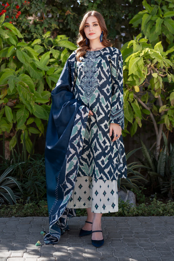 03-Piece Lawn Suit With Embroidery - Ready To Wear