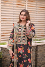 Stitched 3-Piece Digital Printed Shamoz Silk Embroidered Suit