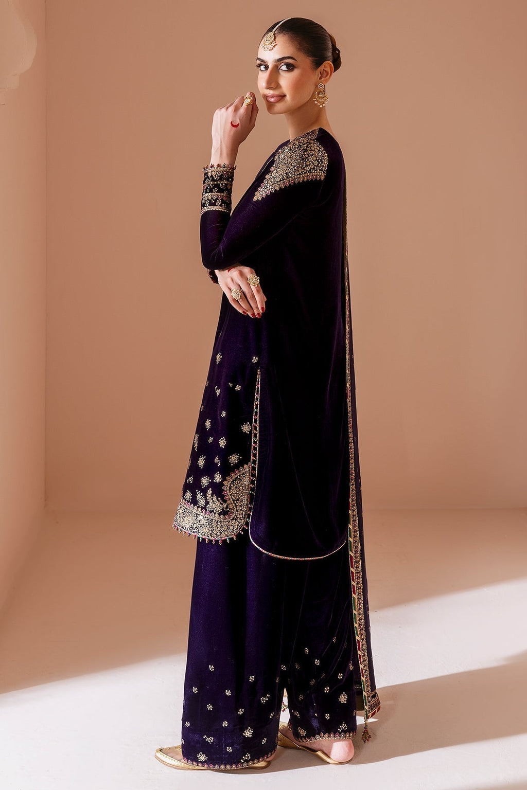 3 Piece Stitched  Valvet Suit - Ready to Wear