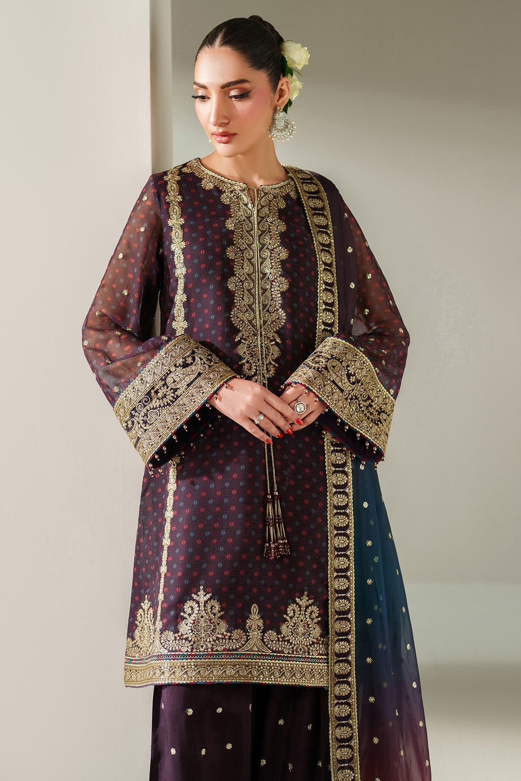 3 Piece Stitched  Chiffon  suit - Ready to Wear