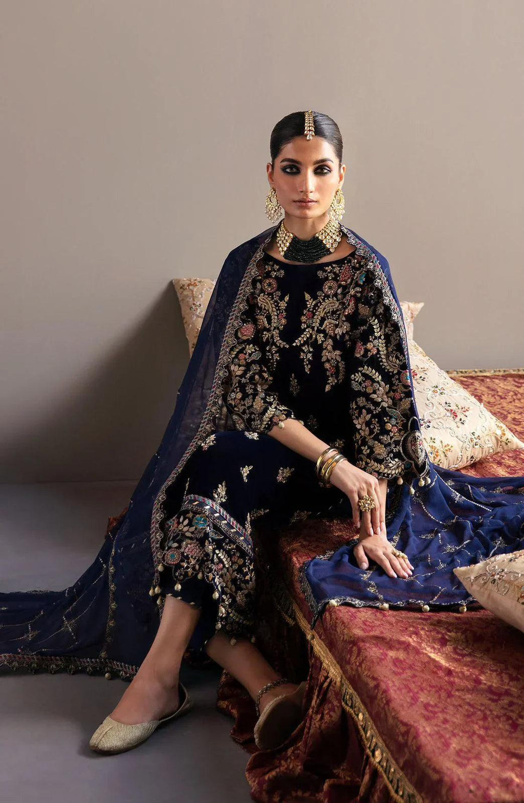 3 Piece Stitched Valvet Suit - Ready  To Wear