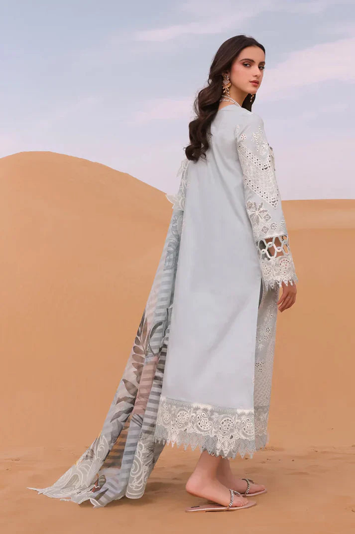 03-Piece Chikankari Suit With Embroidery - Ready To Wear