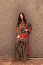 Olive Patchwork Lawn Suit | Ready-to-Wear 3-Piece Set