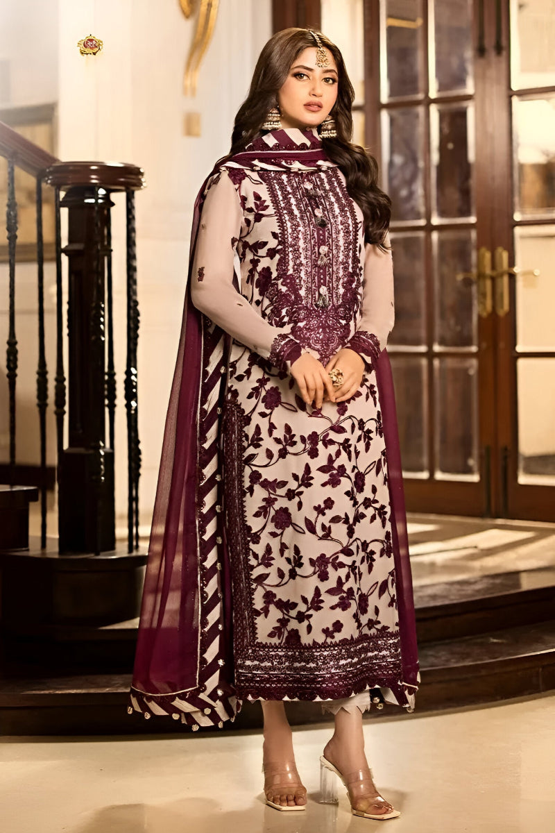 03-Piece Chiffon Embroidered Suit