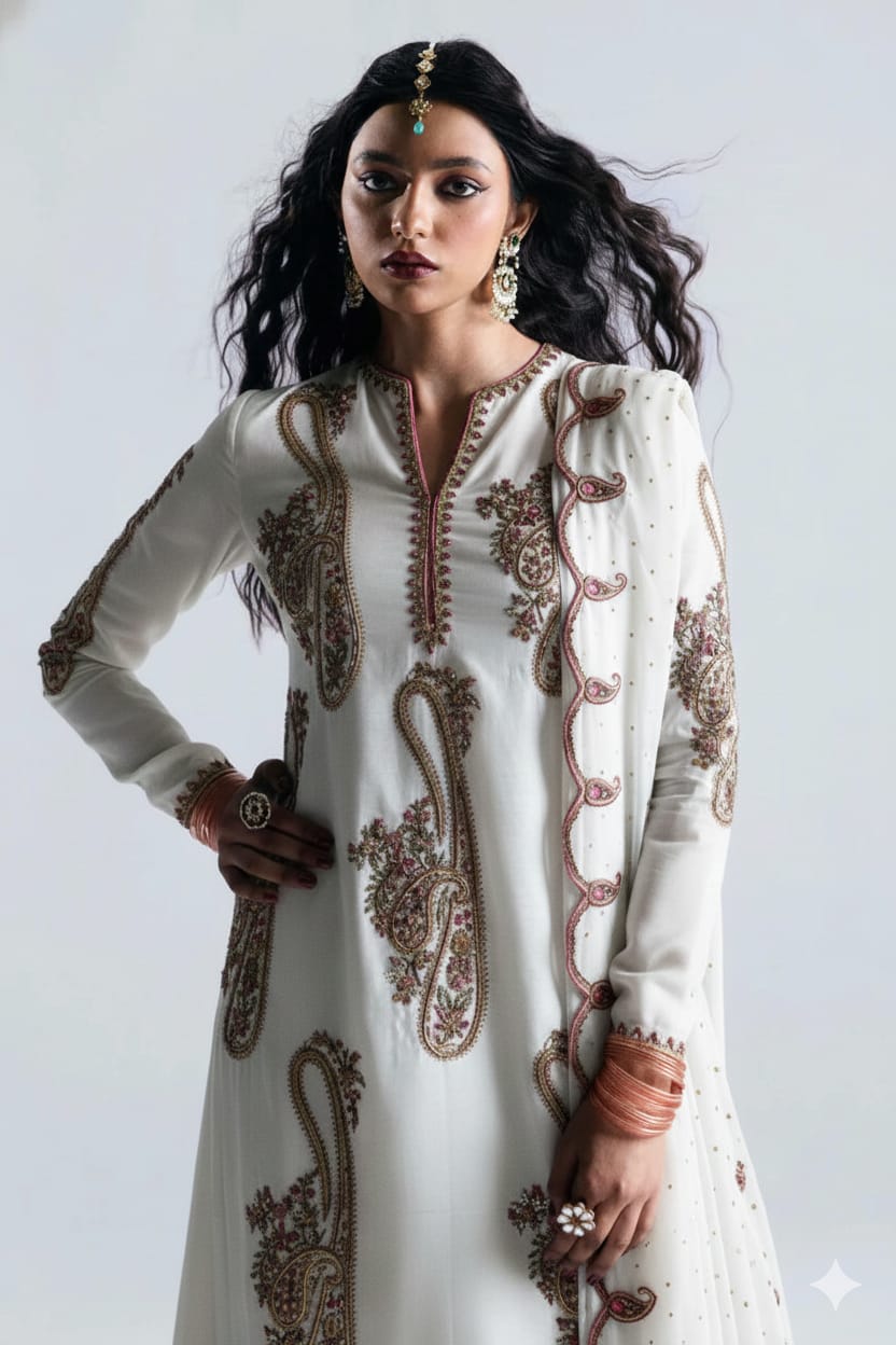 3-Piece Stitched   Cotton Silk suit - Ready to  Wear